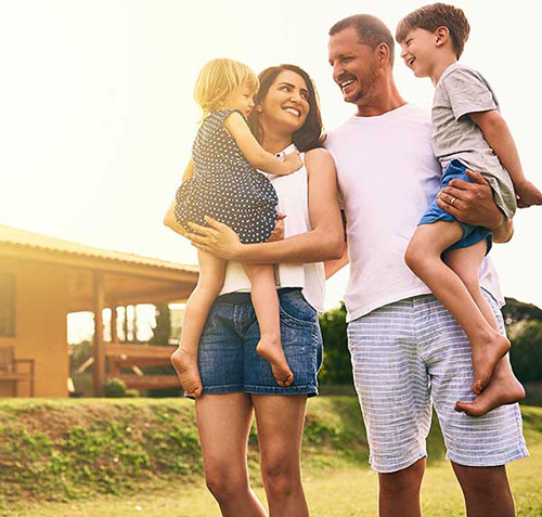 Happy family with kids